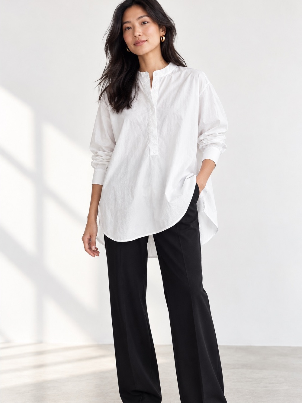 Ruti White Poplin Oversized Tunic Shirt Top Size 1 Small